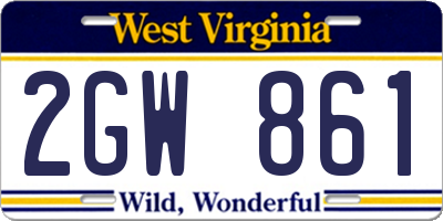 WV license plate 2GW861