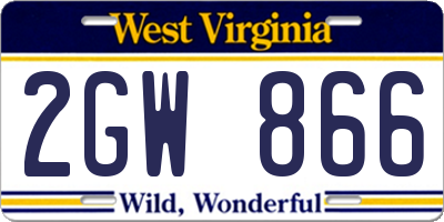 WV license plate 2GW866