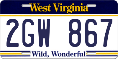 WV license plate 2GW867