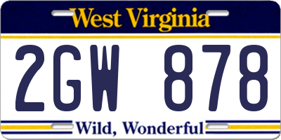 WV license plate 2GW878