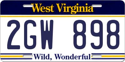 WV license plate 2GW898