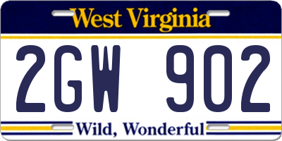 WV license plate 2GW902