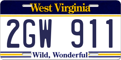 WV license plate 2GW911