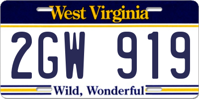 WV license plate 2GW919