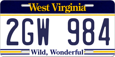 WV license plate 2GW984