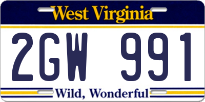 WV license plate 2GW991