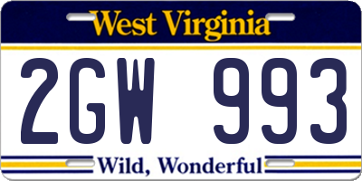 WV license plate 2GW993