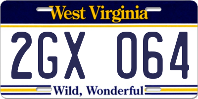 WV license plate 2GX064
