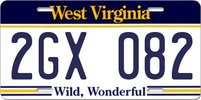 WV license plate 2GX082