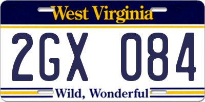 WV license plate 2GX084