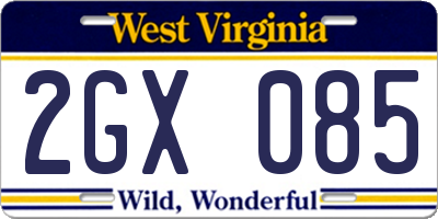 WV license plate 2GX085