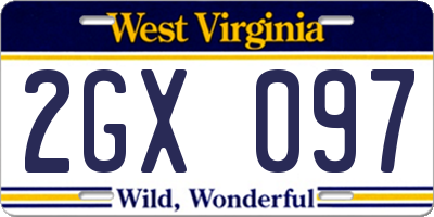 WV license plate 2GX097