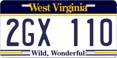WV license plate 2GX110