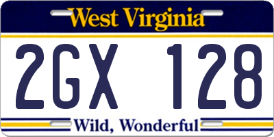 WV license plate 2GX128