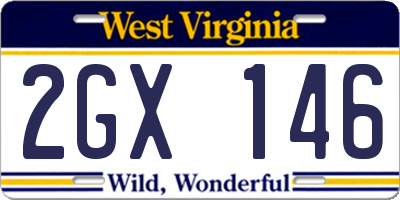 WV license plate 2GX146