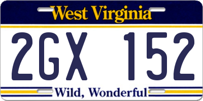 WV license plate 2GX152