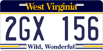 WV license plate 2GX156