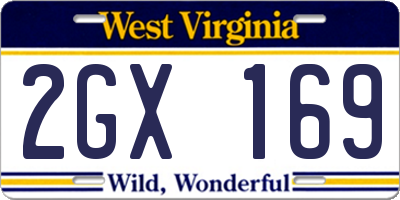 WV license plate 2GX169