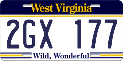 WV license plate 2GX177