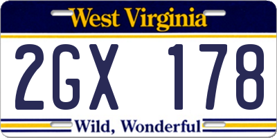 WV license plate 2GX178