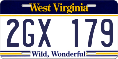 WV license plate 2GX179