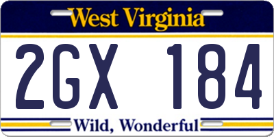 WV license plate 2GX184