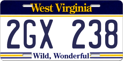 WV license plate 2GX238