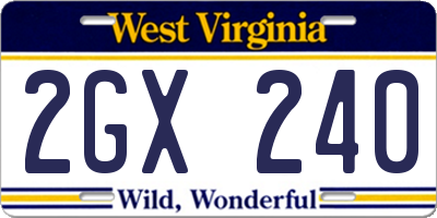 WV license plate 2GX240