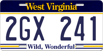 WV license plate 2GX241
