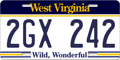 WV license plate 2GX242