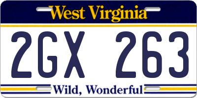 WV license plate 2GX263