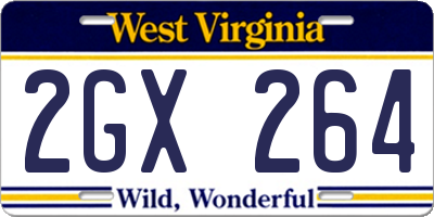 WV license plate 2GX264