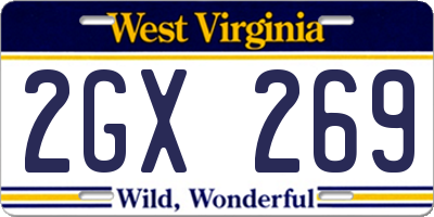 WV license plate 2GX269
