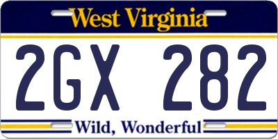 WV license plate 2GX282