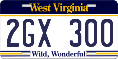 WV license plate 2GX300