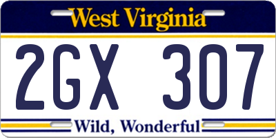 WV license plate 2GX307