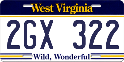WV license plate 2GX322