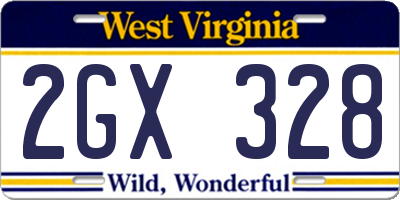 WV license plate 2GX328