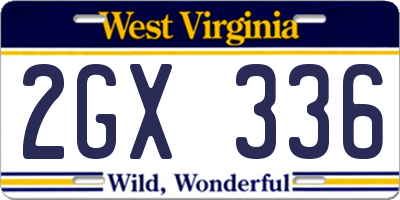 WV license plate 2GX336