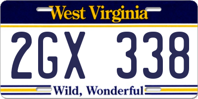 WV license plate 2GX338