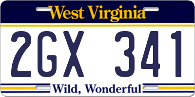 WV license plate 2GX341