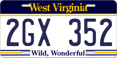 WV license plate 2GX352