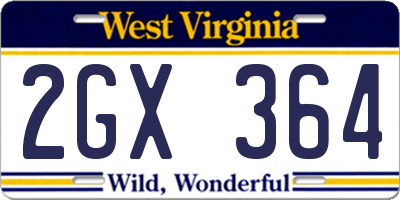 WV license plate 2GX364