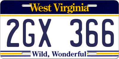 WV license plate 2GX366