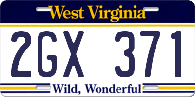 WV license plate 2GX371