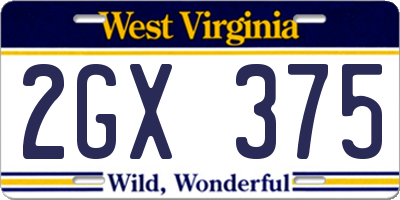 WV license plate 2GX375