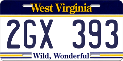 WV license plate 2GX393