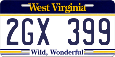 WV license plate 2GX399