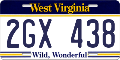 WV license plate 2GX438