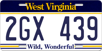 WV license plate 2GX439